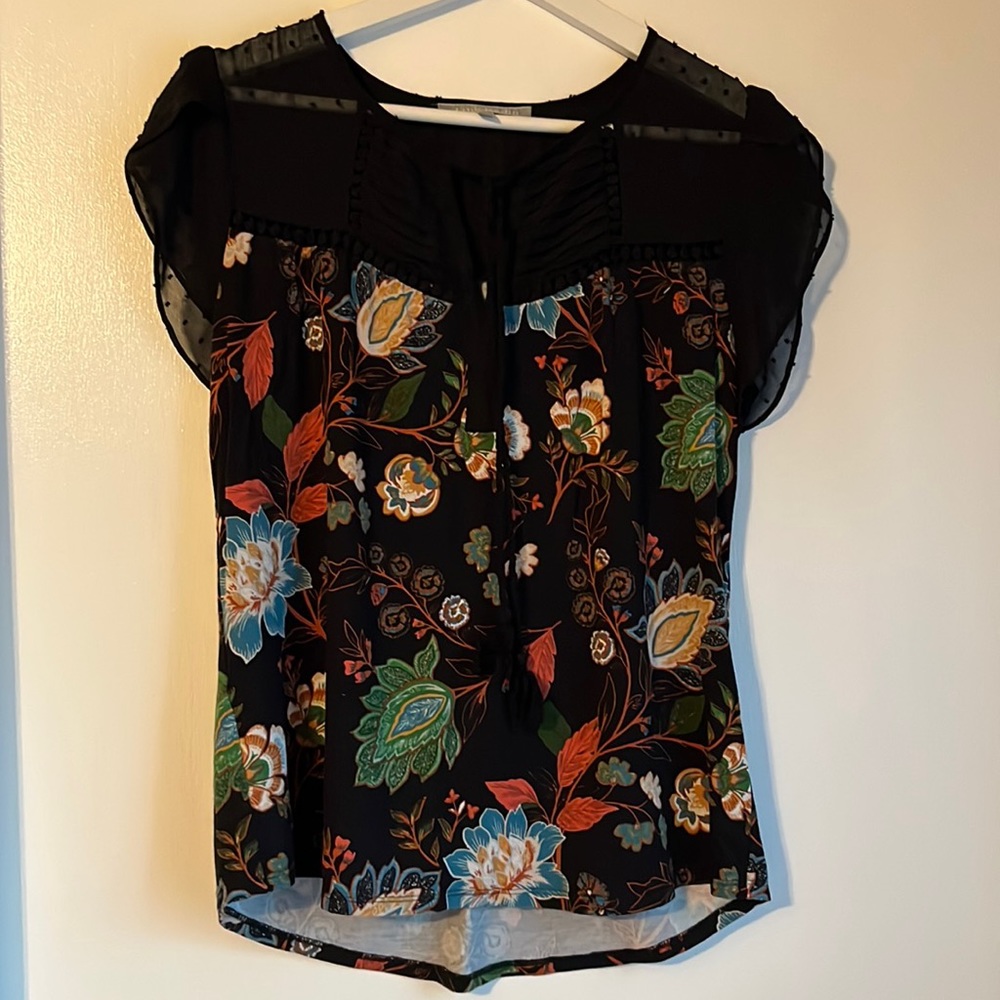Daniel Rainn Mixed Material Drawstring Top - XS